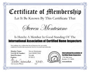 InterNACHI Certificate of Steven Montesano